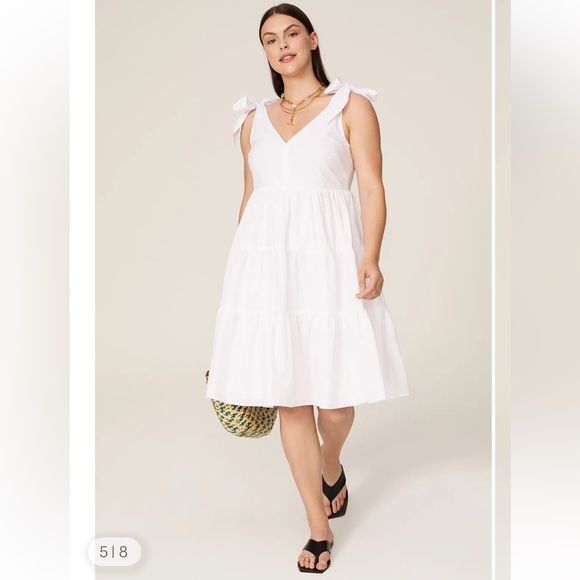 Peter Som collective White Midi Dress prairie cotton dress Sz 12 - Picture 3 of 16